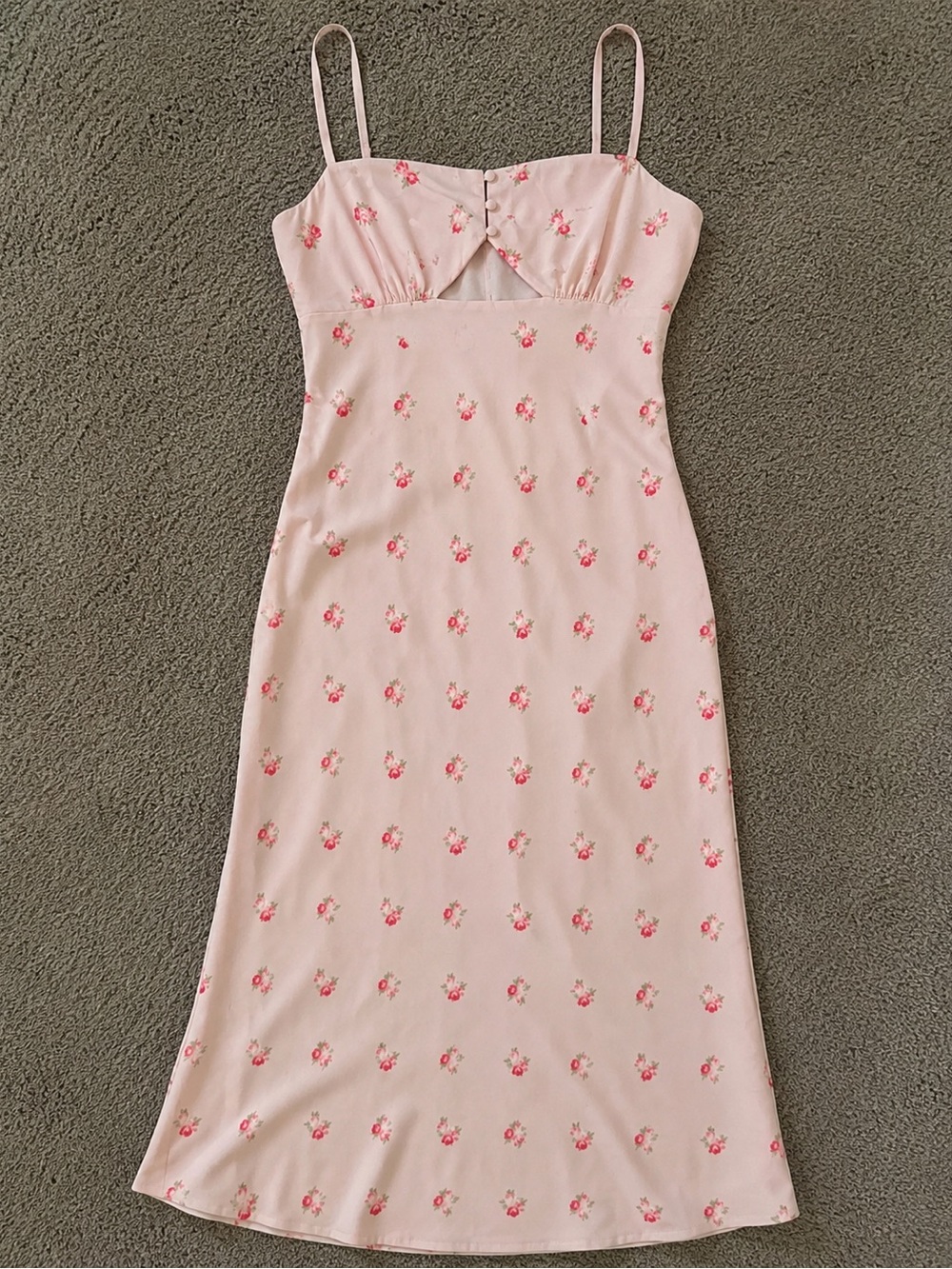 NWT Le Lis Pink Floral Cottagecore Midi Slip Dress Cutout L